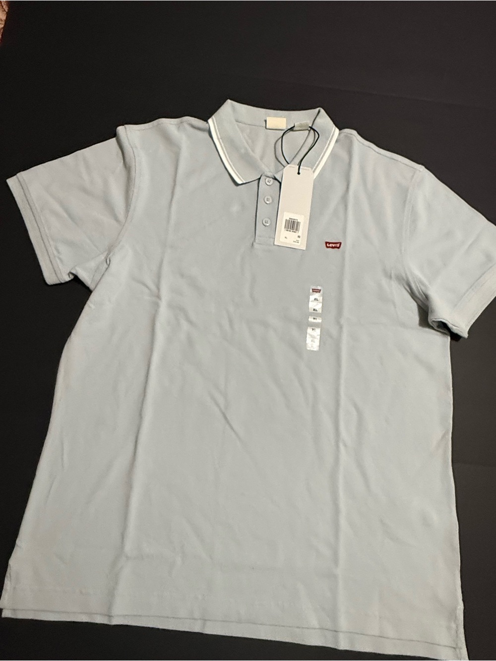 Levi's Men's Light Blue Polo with White Collar Trim